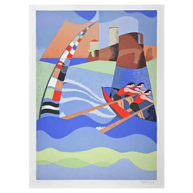 Osvaldo Peruzzi, Maritime Palio, Original Lithograph, 1988 For Sale