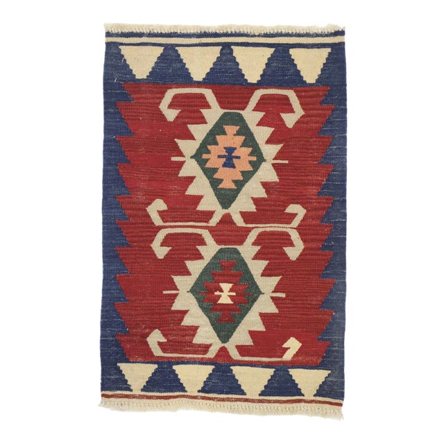 Vintage Persian Shiraz Kilim Rug - 01'11 X 02'11 For Sale