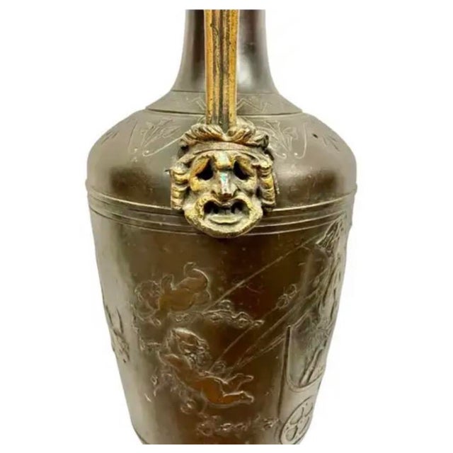 French Neoclassical Patinated Bronze and Marble Urn Vases, a Pair For Sale - Image 12 of 16