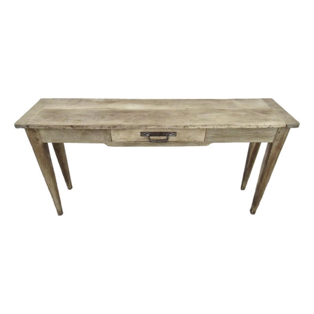 Antique French Bleached Oak Rustic Console Table For Sale