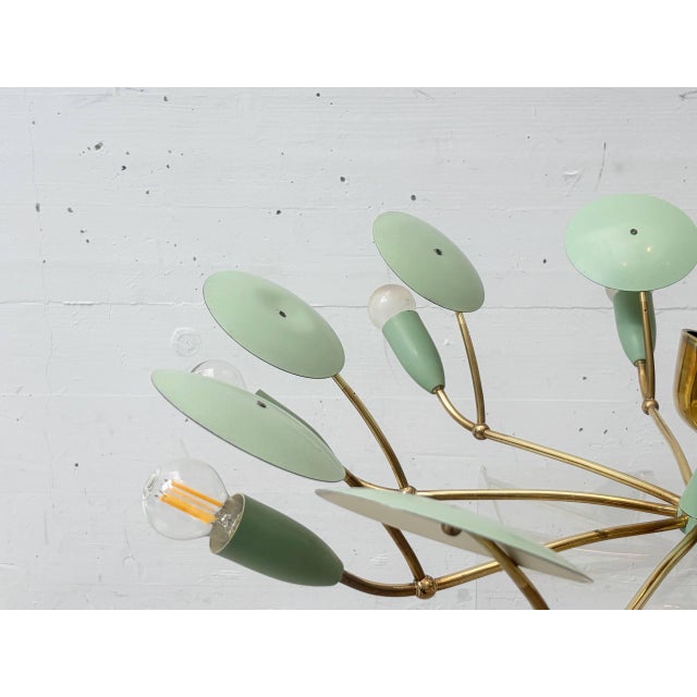 Mid-Century Modern Mid-Century Italian Chandelier in Brass, 1950s For Sale - Image 3 of 11