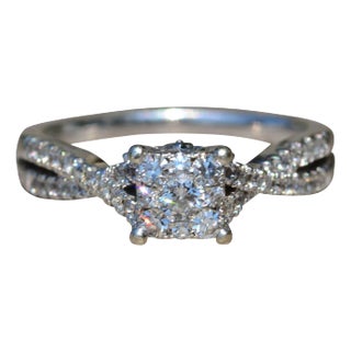 The Weston: Mystery Set Engagement Ring with Split Crossed Shank For Sale