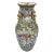Canton Famille Rose Mandarin Vase, Fluted Body and Castellated Top, Ca. 1840 For Sale