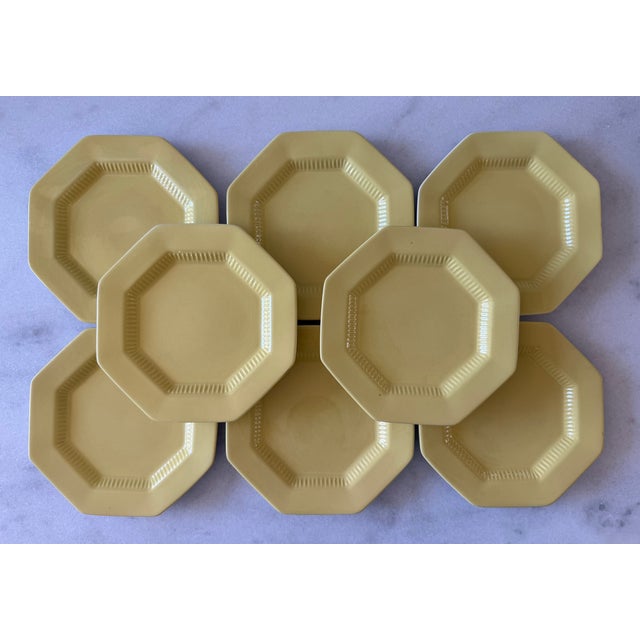 Set of 8 Octagon Daffodil All Yellow Independence Ironstone Small Plates by Interspace For Sale - Image 4 of 14