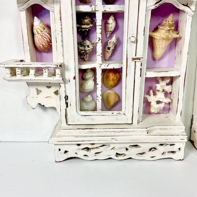 Vintage Coastal Boho Chic Lavender Ground Beach House Divided Shadowbox Decorative Object, Seashell Collection - A Pair For Sale - Image 11 of 18