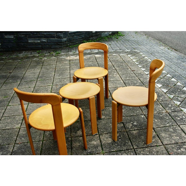 1970s Stackable Chairs and Stool by Bruno Rey for Kusch+co, 1971, Set of 4 For Sale - Image 5 of 12