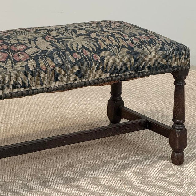 Antique Renaissance Revival Floral Needlepoint Tapestry Bench For Sale - Image 10 of 18