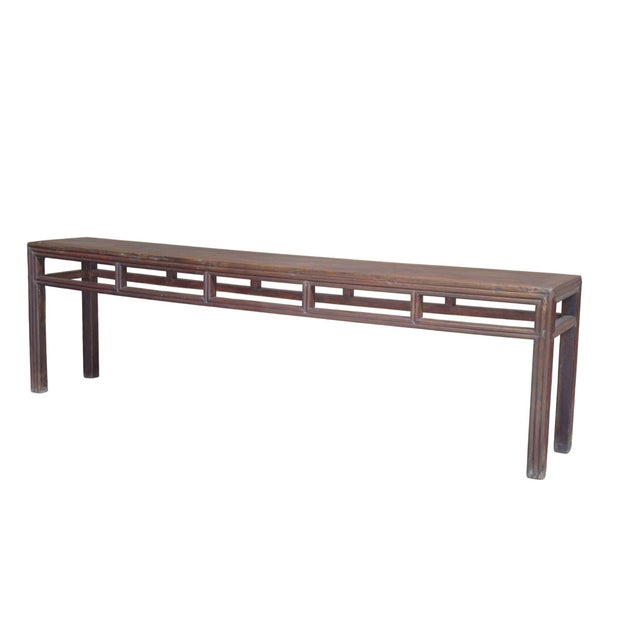 Antique Chinese Elm Console Table, 9.6' Long – Qing Dynasty For Sale In Greensboro - Image 6 of 13
