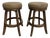 Pair of Swivel Bar Stools With Beige Leather Seats by Mikhail Darafeev, 20th Century For Sale