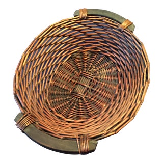 1970s Vintage Wicker Woven Basket For Sale