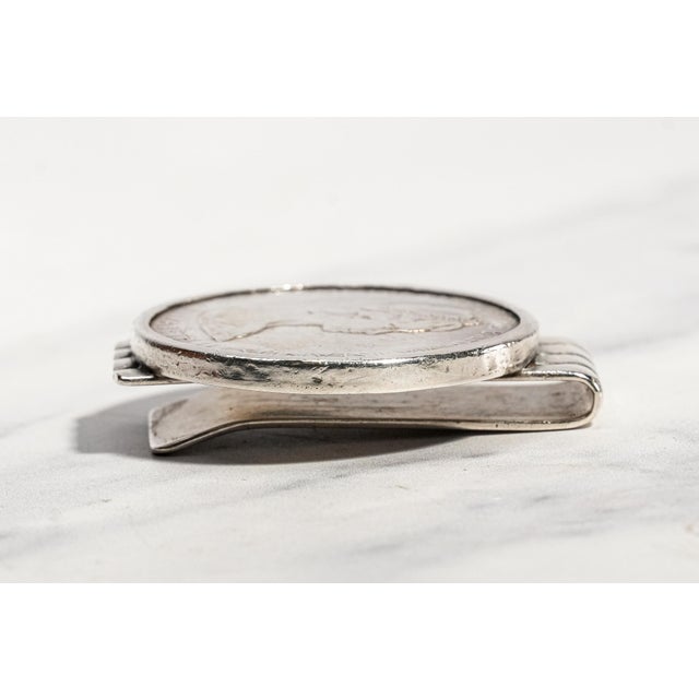 Silver Fantastic Large Vintage Sterling Silver Money Clip 1971 Bahamas Islands Queen Elizabeth II Coin Gentleman’s Accessory British Royalty For Sale - Image 8 of 11