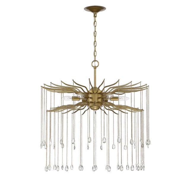 An airy waterfall of cut crystal charms imbues the Lark 6-Light ceiling light with a dramatic and whimsical aura. Two...