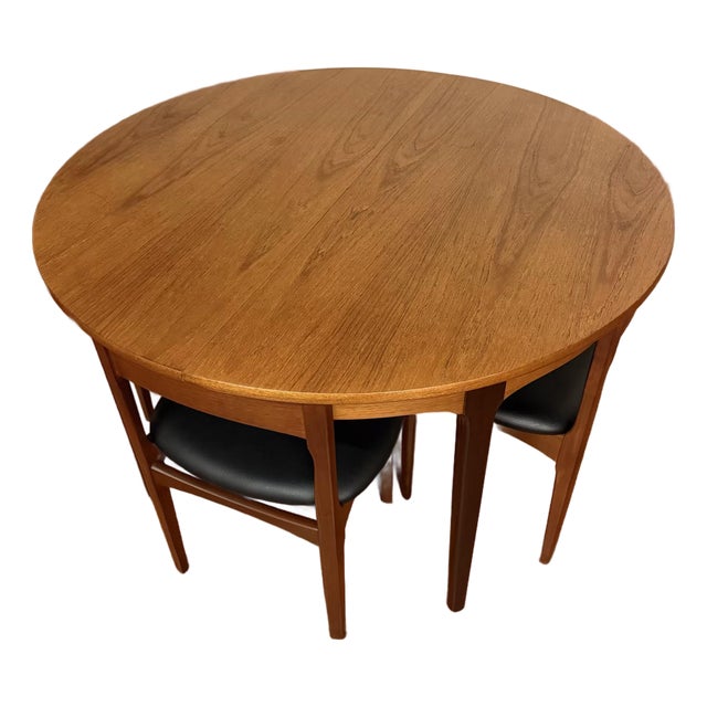 Mid-Century Space Saving Dining Table & 6 Chairs For Sale