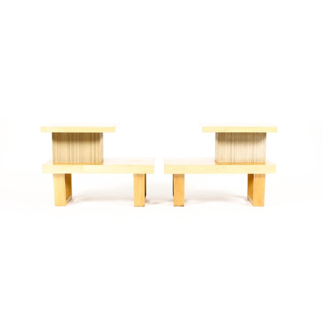 1950s Vintage Mid Century Maple Tiered End Tables Nightstands — Paul Frankl for Barzilay — Pair For Sale - Image 5 of 8
