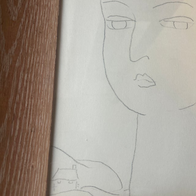 Modern 1970’s Female Portrait Pencil Drawing in the Style of Matisse For Sale - Image 3 of 4