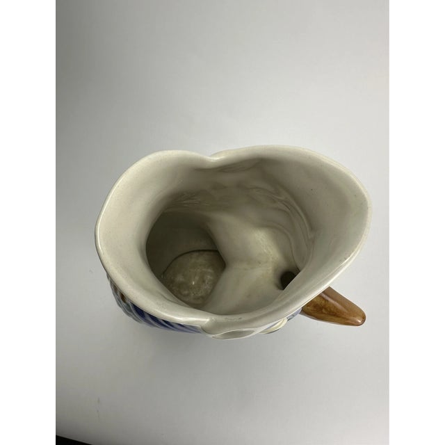 Vintage MCM Blues Ceramic Handpainted Fish Pitcher Vase For Sale In Dallas - Image 6 of 7