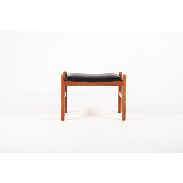 Black Vintage Danish Teak Ottoman by Hugo Frandsen for Spøttrup, Denmark, 1960s For Sale - Image 8 of 10