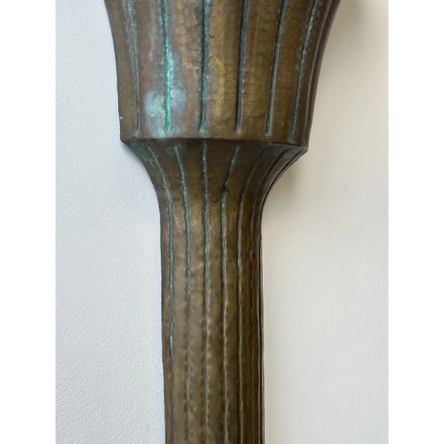 Vintage Italian Egidio Casagrande Hammered Brass Wall Vessel, Circa 1950s For Sale - Image 12 of 18