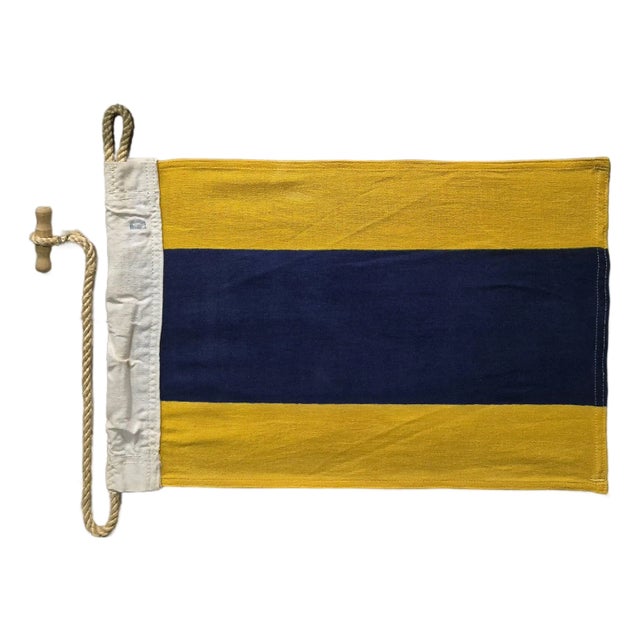 Nautical Signal Flag of Letter "D" in Shadowbox Frame For Sale