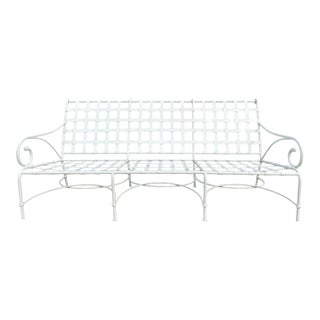 Brown Jordan Florentine Aluminum Outdoor Patio Sofa in White For Sale