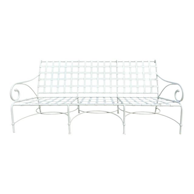 Brown Jordan Florentine Aluminum Outdoor Patio Sofa in White For Sale