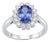 Natural 18k Gold Blue Sapphire and Diamond Halo Ring, 0.90ct For Sale