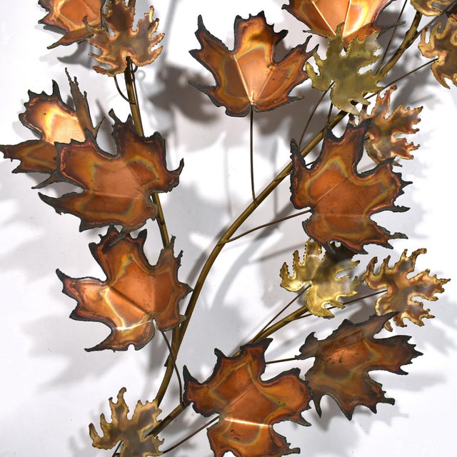 1970s Jere "Leaves" Wall Sculpture in Mixed Metals For Sale - Image 5 of 8