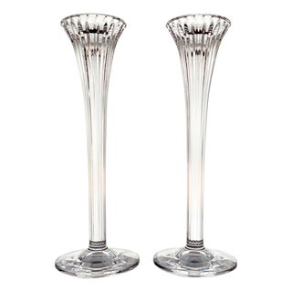 Late 20th Century Marquis by Waterford Corinth Crystal Candlesticks, Pair For Sale