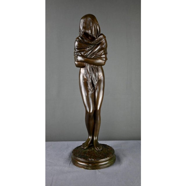 19th Century René After Houdon, The Shivering Woman Sculpture, 1890s, Bronze For Sale - Image 5 of 18