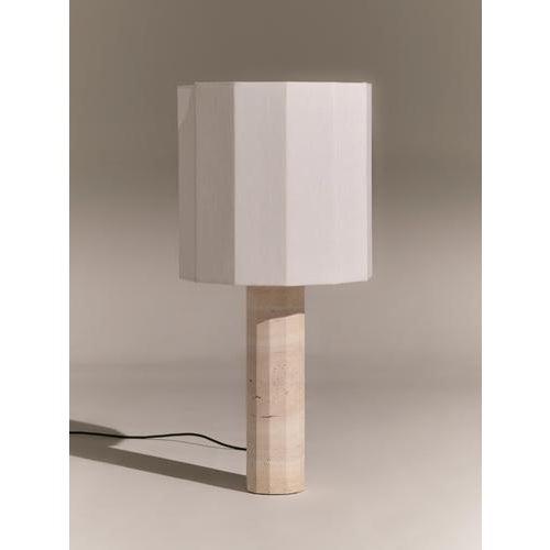 Contemporary Large Roma II Dodecagon Table Lamp in White Travertine by Nassi For Sale - Image 3 of 7