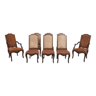Set of 8 Henredon Walnut Louis XV Dining Chairs For Sale