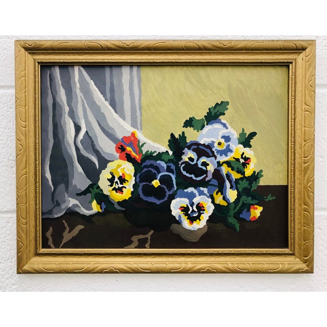 Vintage Original Paint by Number Floral Painting Chairish