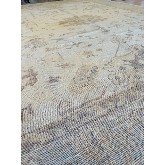 Vintage Oushak Carpet, Oriental Rug, Handmade, Ivory, Gray, Saffron, Yellow For Sale - Image 10 of 18