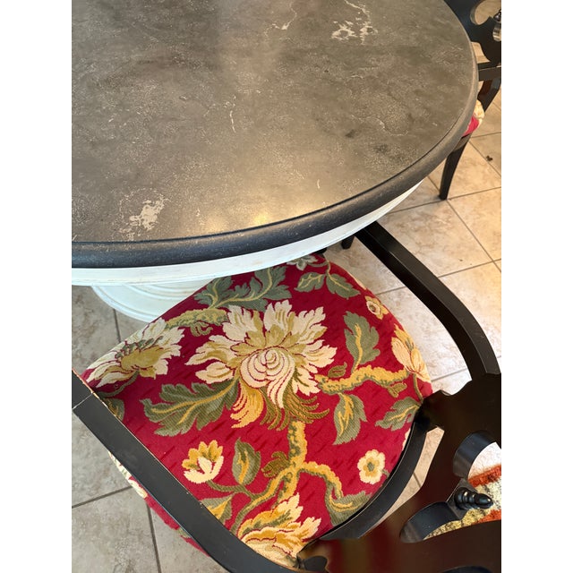 Mediterranean Arhaus Luca 54” Pedestal Table With 4 Arhaus Jordan Bell’Arte Armchairs For Sale - Image 3 of 7