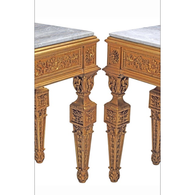 Late 19th Century Neoclassical Style Giltwood Console Table With Carved Foliate Frieze and Marble Top For Sale - Image 15 of 15