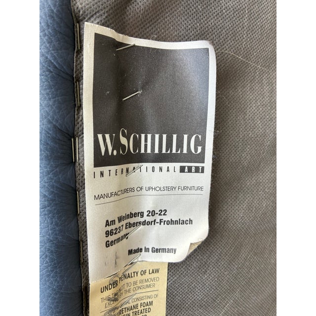 Blue 1990s Swiveling Leather Club Chairs & Ottoman by Schillig, Germany For Sale - Image 8 of 8