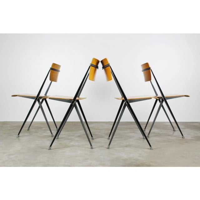Mid-Century Modern Vintage Pyramid Chairs by Wim Rietveld for Ahrend de Cirkel, Set of 4 For Sale - Image 3 of 15