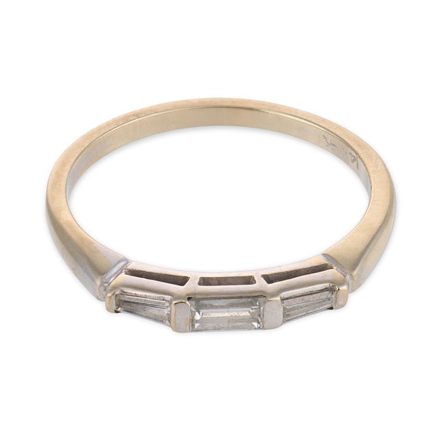 Contemporary Mid Century Diamond 14k White Gold Stackable Wedding Band, Size 7.5 For Sale - Image 3 of 6