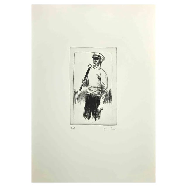 Enotrio Pugliese, The Sicilian, 1963, Etching For Sale
