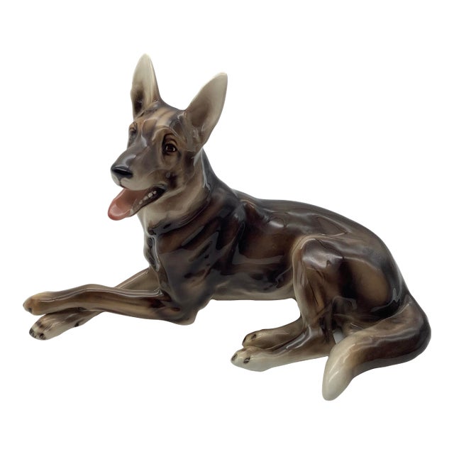 Wien Keramos Austria Ceramic German Shepherd Dog Figurine Large Statue For Sale