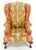 Large Fancy Floral Pattern Uphlstry Fine Carved Ball & Claw Feet Wing Chair MINT For Sale - Image 9 of 13