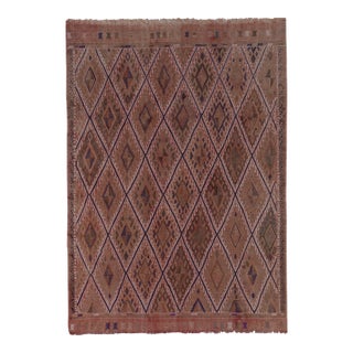 1960s Turkish Wool Pink Jajim Kilim Rug 5'5'' X 7'8'' For Sale