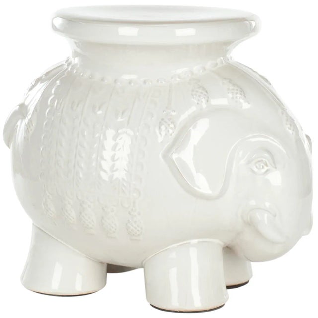 Elephant Garden Stool in White For Sale - Image 4 of 6