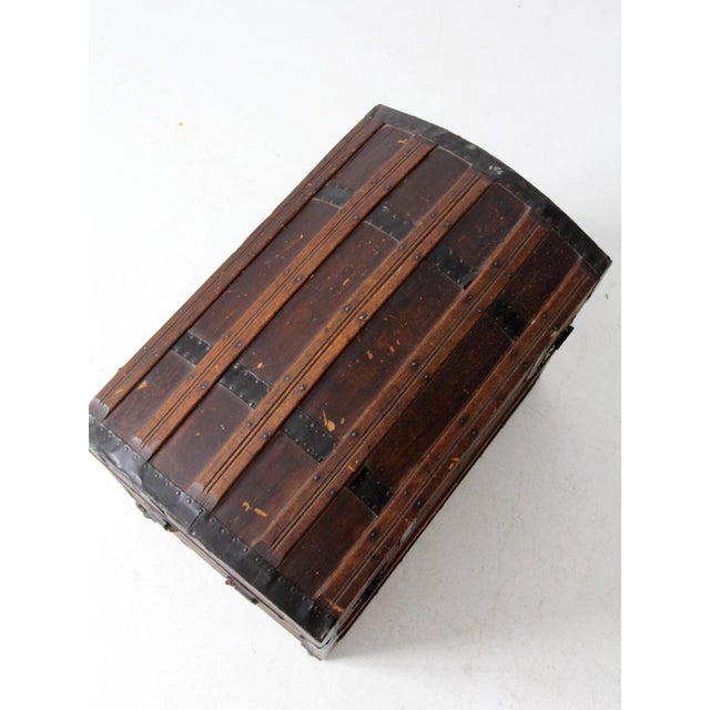 Antique Barrel Top Steamer Trunk For Sale - Image 12 of 16