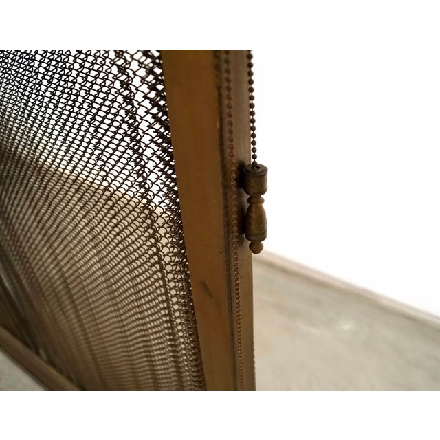1960’s Hollywood Regency Solid Brass Fireplace Mesh Screen For Sale - Image 10 of 12