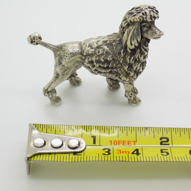 Vintage Italian Handmade Genuine Silver Poodle Dog Large Detailed Solid Figurine For Sale - Image 10 of 11