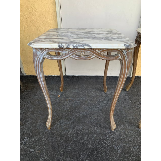 Wood Early 20th Century Marble-Top Infinity Side/End Tables Set of 2 For Sale - Image 7 of 11