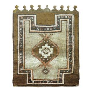 Vintage Brown Turkish Tribal Square Scatter Size Square Rug - 3'8" x 4'2" For Sale