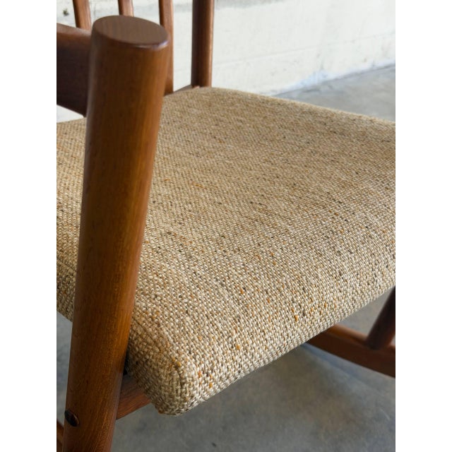 1960s In Style of Hans Wegner Teak High Back Rocking Armchair Danish Vintage 1960s For Sale - Image 5 of 13