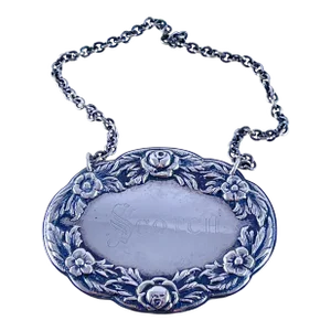 S. Kirk & Sons Sterling Silver Liquor Collar Tag, Engraved Scotch – 1860s